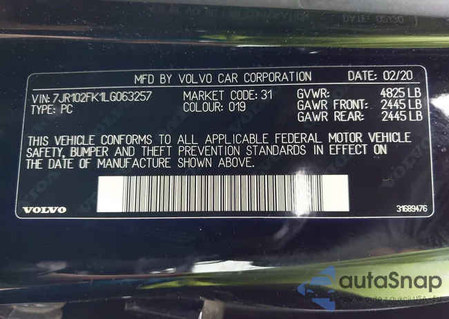 7JR102FK1LG063257: 43146833