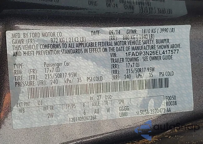 1FADP3N26EL417577: 43146984