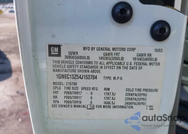 1GNEC13Z54J153784: 43148063