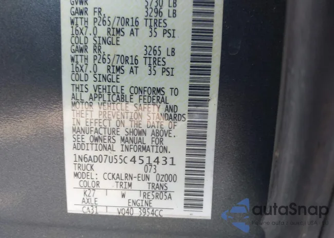 1N6AD07U55C451431: 43148074