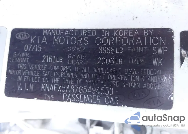 KNAFX5A87G5494553: 43148142