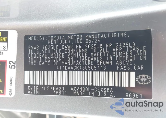 4T1DAACK4SU505113: 43148195