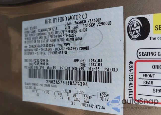 2FMZA57615BA74394: 43148292