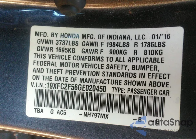 19XFC2F56GE020450: 43148355