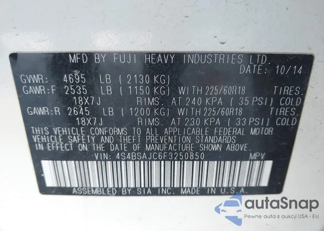 4S4BSAJC6F3250850: 43148424