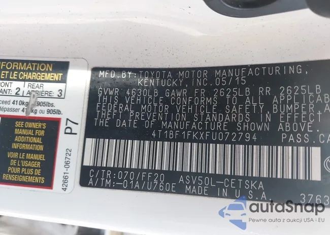 4T1BF1FKXFU072794: 43148482