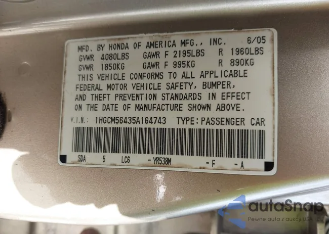 1HGCM56435A164743: 43148527