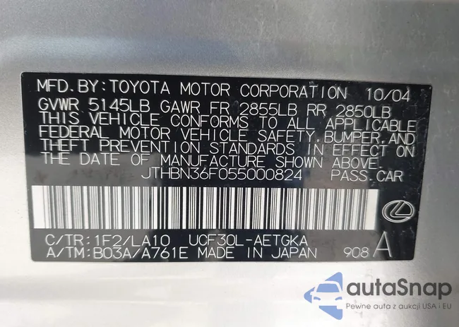 JTHBN36F055000824: 43148540