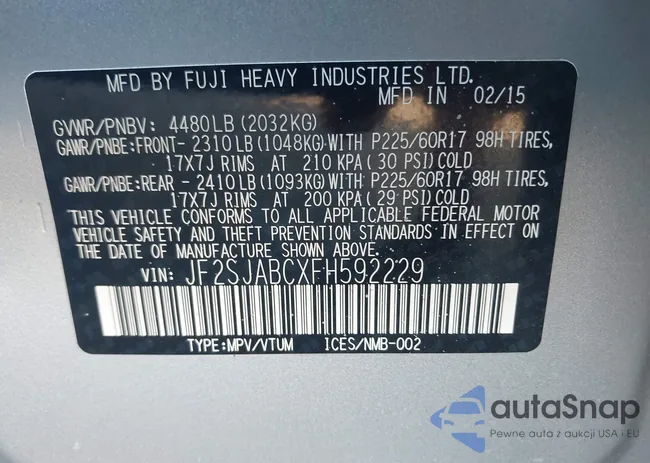 JF2SJABCXFH592229: 43148548