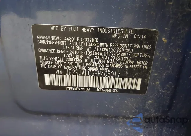 JF2SJAFC5FH408017: 43148588