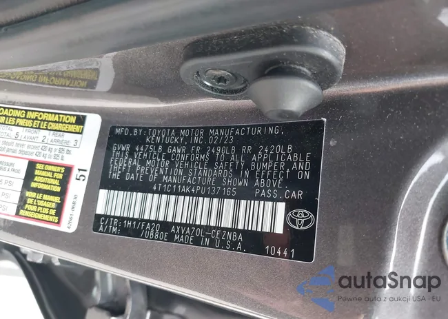 4T1C11AK4PU137165: 43148628