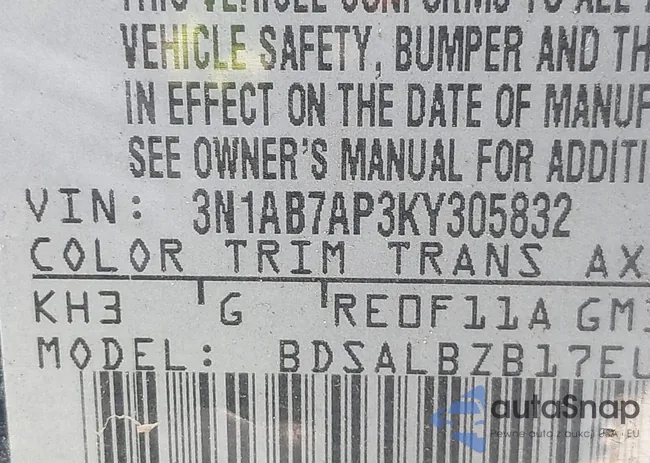 3N1AB7AP3KY305832: 43148642