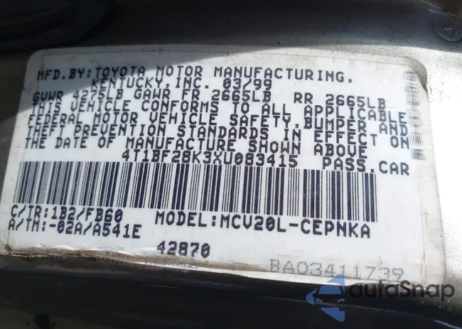 4T1BF28K3XU083415: 43147664