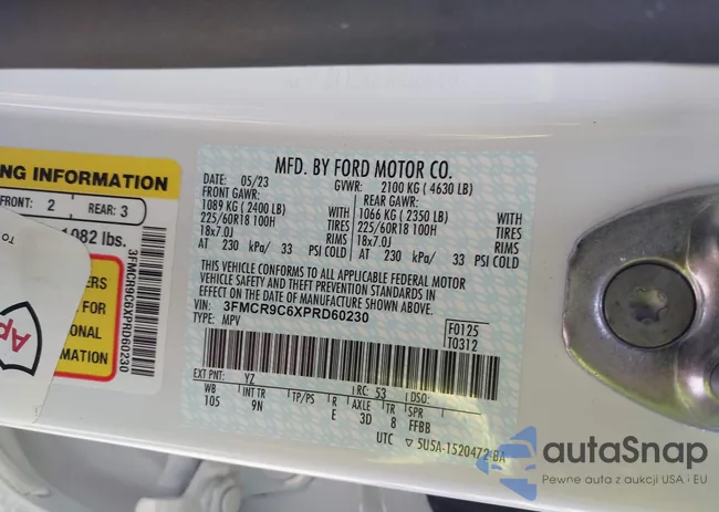 3FMCR9C6XPRD60230: 43147725