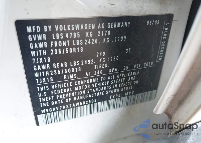 WVGAV7AX7AW502508: 43147988