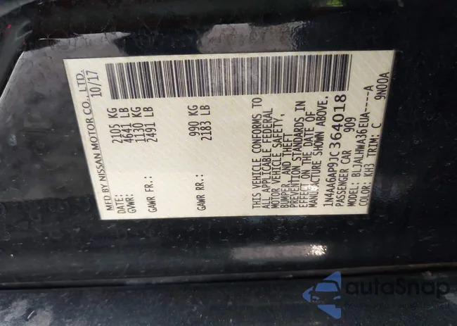 1N4AA6AP9JC364018: 43149089