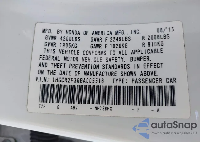 1HGCR2F36GA005516: 43149165