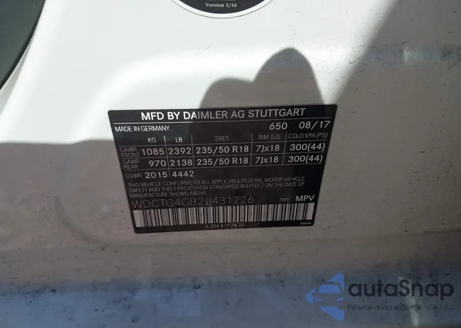 WDCTG4GB2JJ431226: 43149230