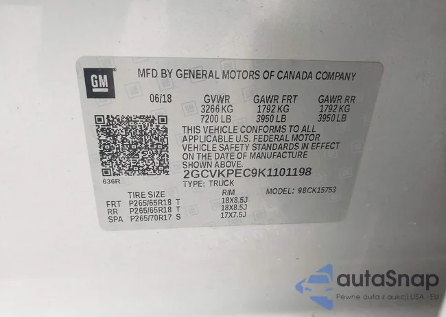 2GCVKPEC9K1101198: 43149315