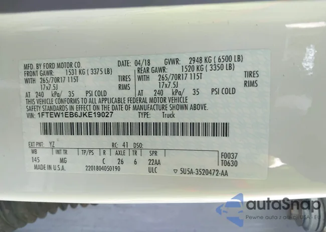 1FTEW1EB6JKE19027: 43149398