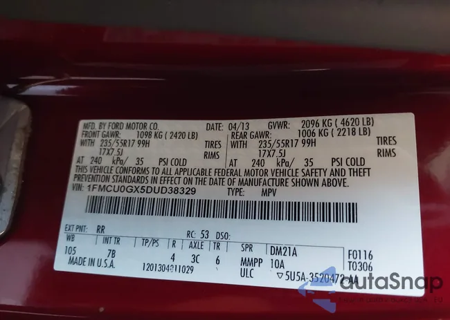 1FMCU0GX5DUD38329: 43149618