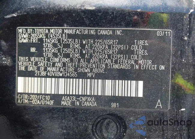 2T3BF4DVXBW134565: 43149647