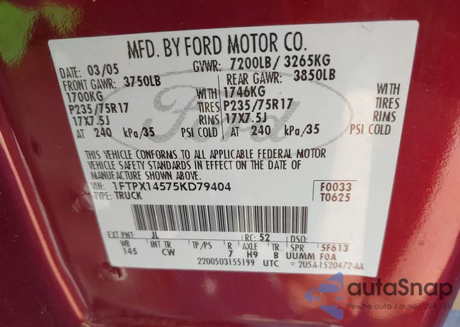 1FTPX14575KD79404: 43148660