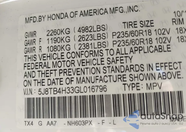 5J8TB4H33GL016796: 43148698