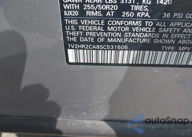 1V2HR2CA8SC531505: 43148727