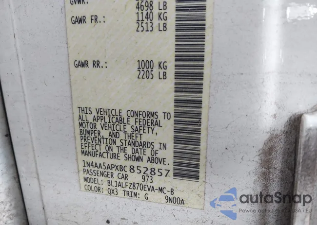 1N4AA5APXBC852857: 43148760