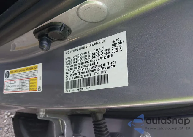 5FNYF8H5XLB008130: 43148766