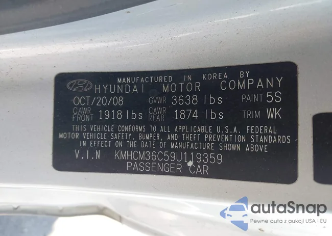 KMHCM36C59U119359: 43148806