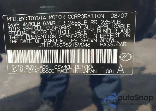 JTHBJ46G982159048: 43148964