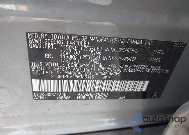 2T3P1RFV1PW386145: 43148966