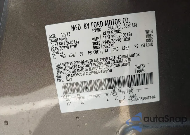 2FMDK3KC2EBA16996: 43149011