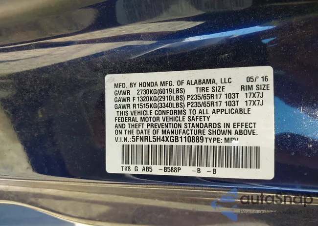 5FNRL5H4XGB110889: 43149034