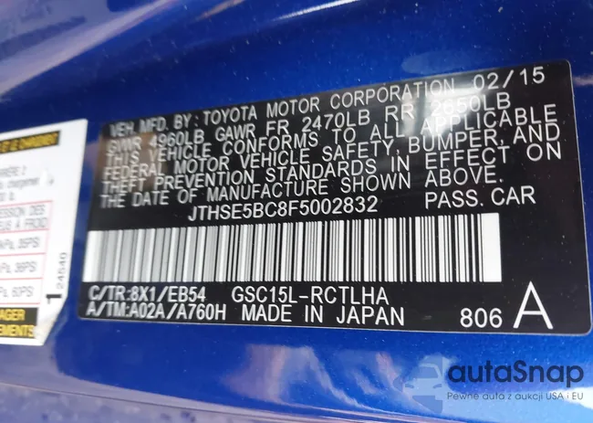 JTHSE5BC8F5002832: 43150149