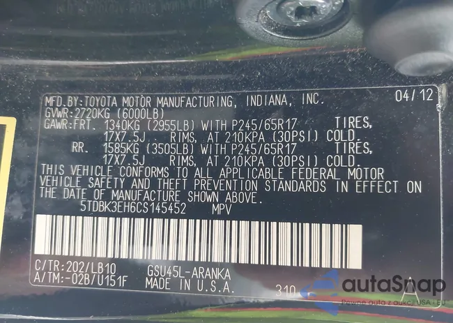 5TDBK3EH6CS145452: 43150194