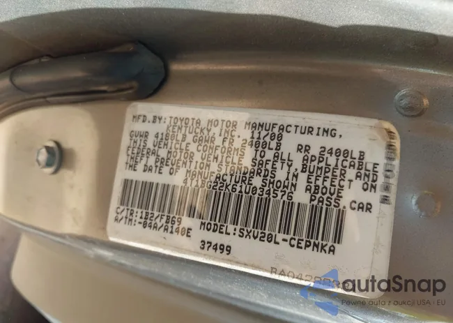 4T1BG22K61U034576: 43150223