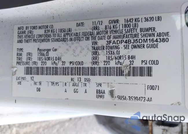 3FADP4BJ5DM164380: 43150264