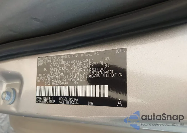 5TDBT44A26S270640: 43150428