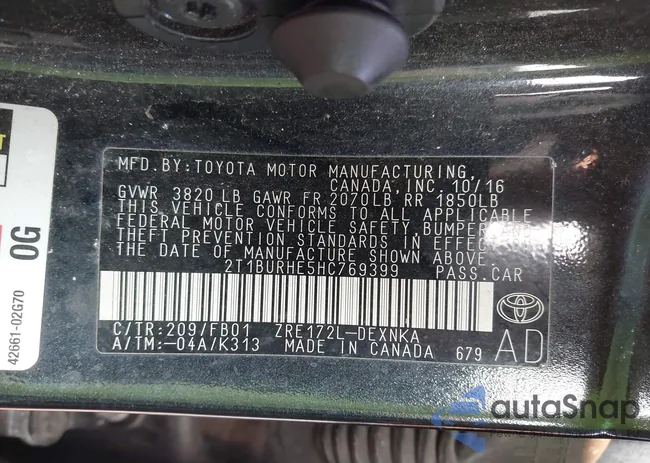 2T1BURHE5HC769399: 43150522