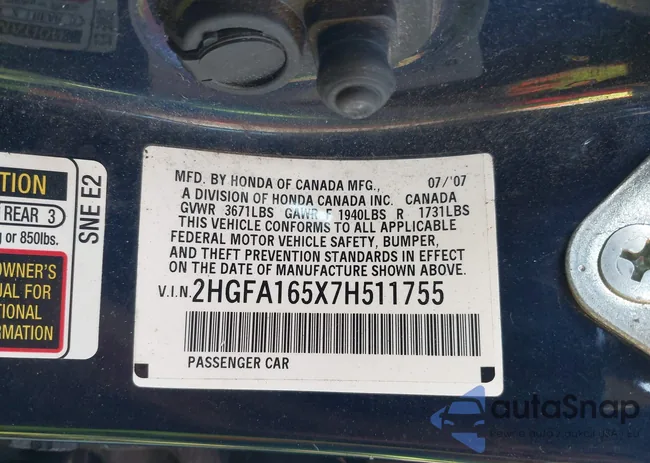 2HGFA165X7H511755: 43150634