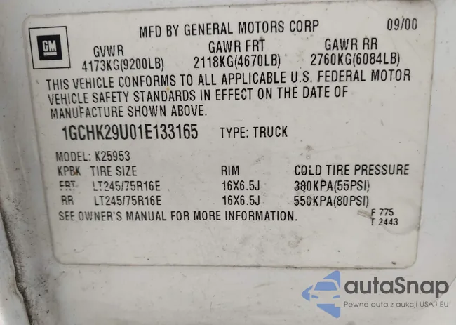 1GCHK29U01E133165: 43149651