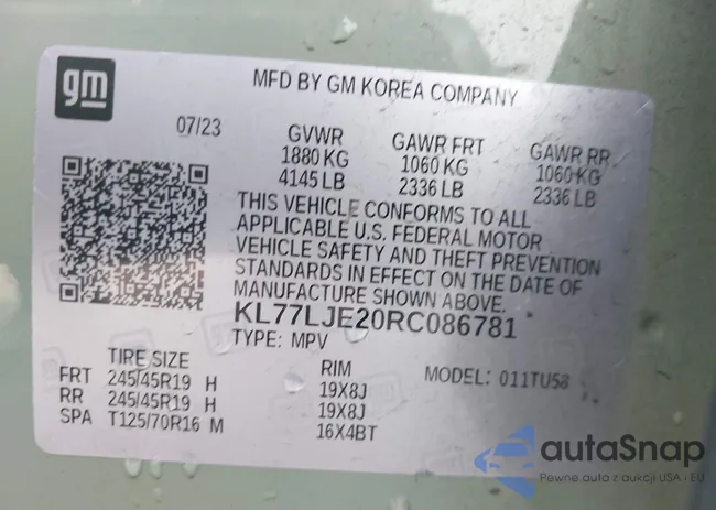 KL77LJE20RC086781: 43149684