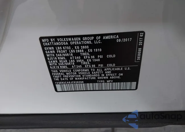 1V2ER2CA5JC528286: 43149835