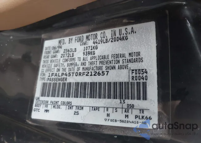 1FALP45T0RF212657: 43149916