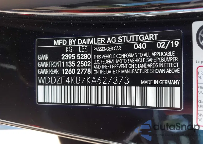 WDDZF4KB7KA627373: 43150039