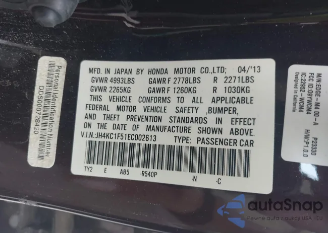 JH4KC1F51EC002613: 43151075