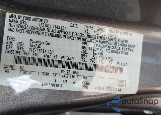 1FADP3K23EL191745: 43151185